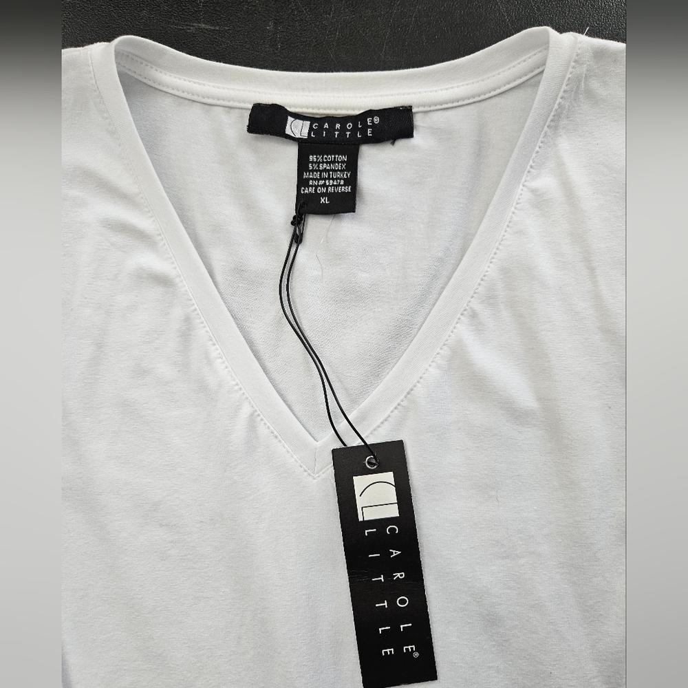 NWT - Carole Little White Cotton Stretch Jersey - Size XL - Picture 3 of 6
